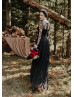 Long Sleeves Black Lace Wedding Dress Photoshoot Dress